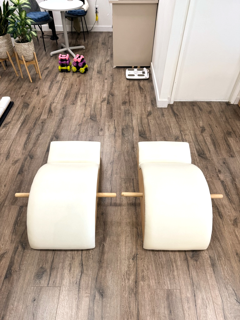 Pilates apparatus in portrait view